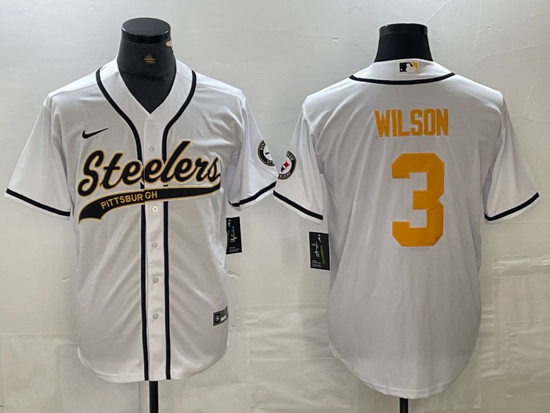 Men Pittsburgh Steelers 3 Wilson White 2024 Nike Co branded NFL Jersey style 1